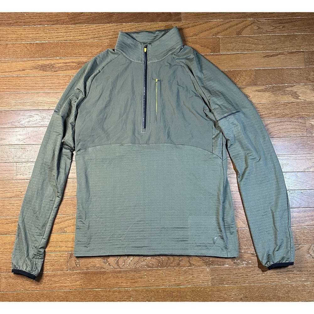 TITIN Tech Pullover Quarter Zip Compression Mens Medium Olive Green Wicking